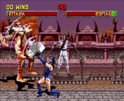 Kitana fights for her life against MK2’s sub-boss. mk2_06